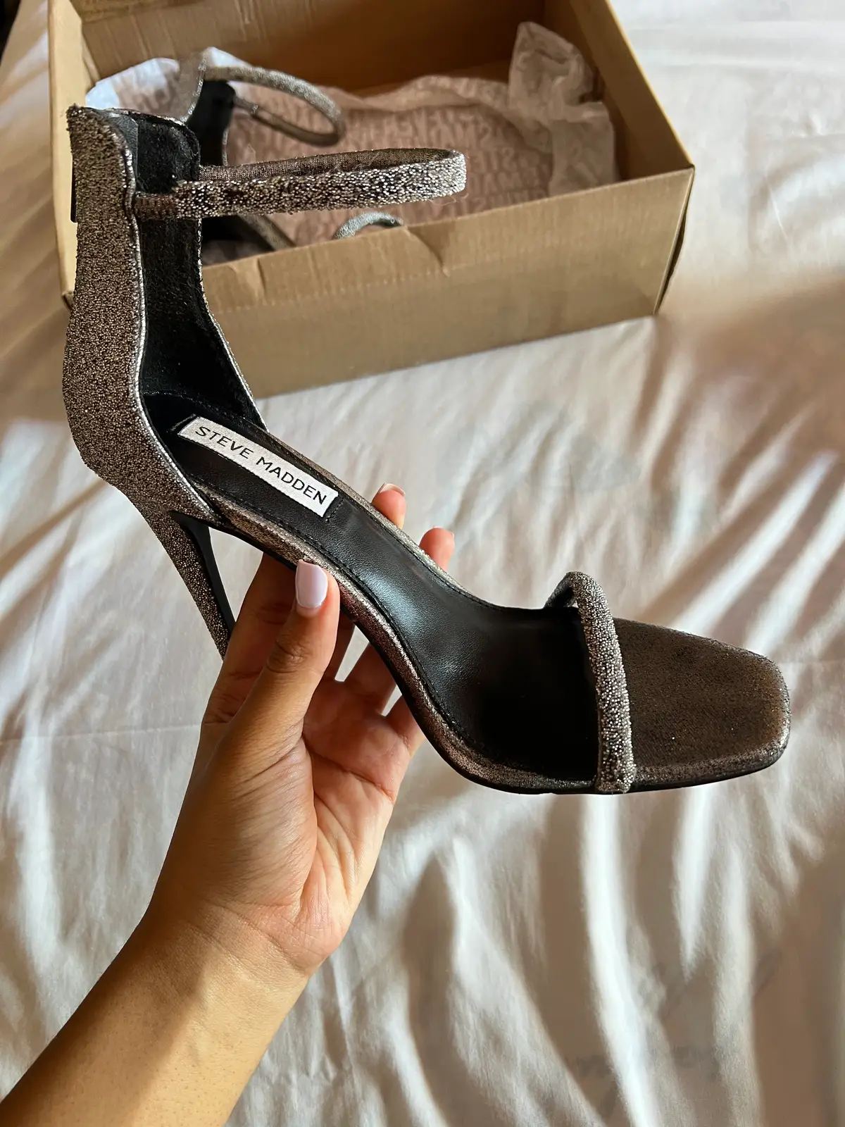 Authentic Steve Madden Raptor-C Silver Heels