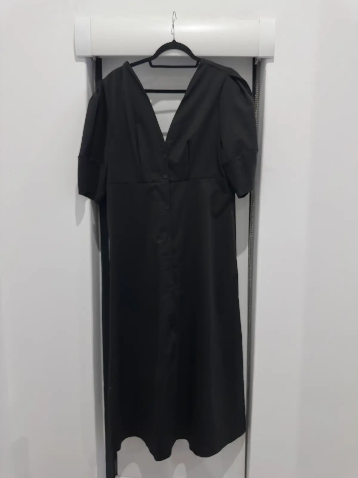 STARA Buttoned-down black low neck dress