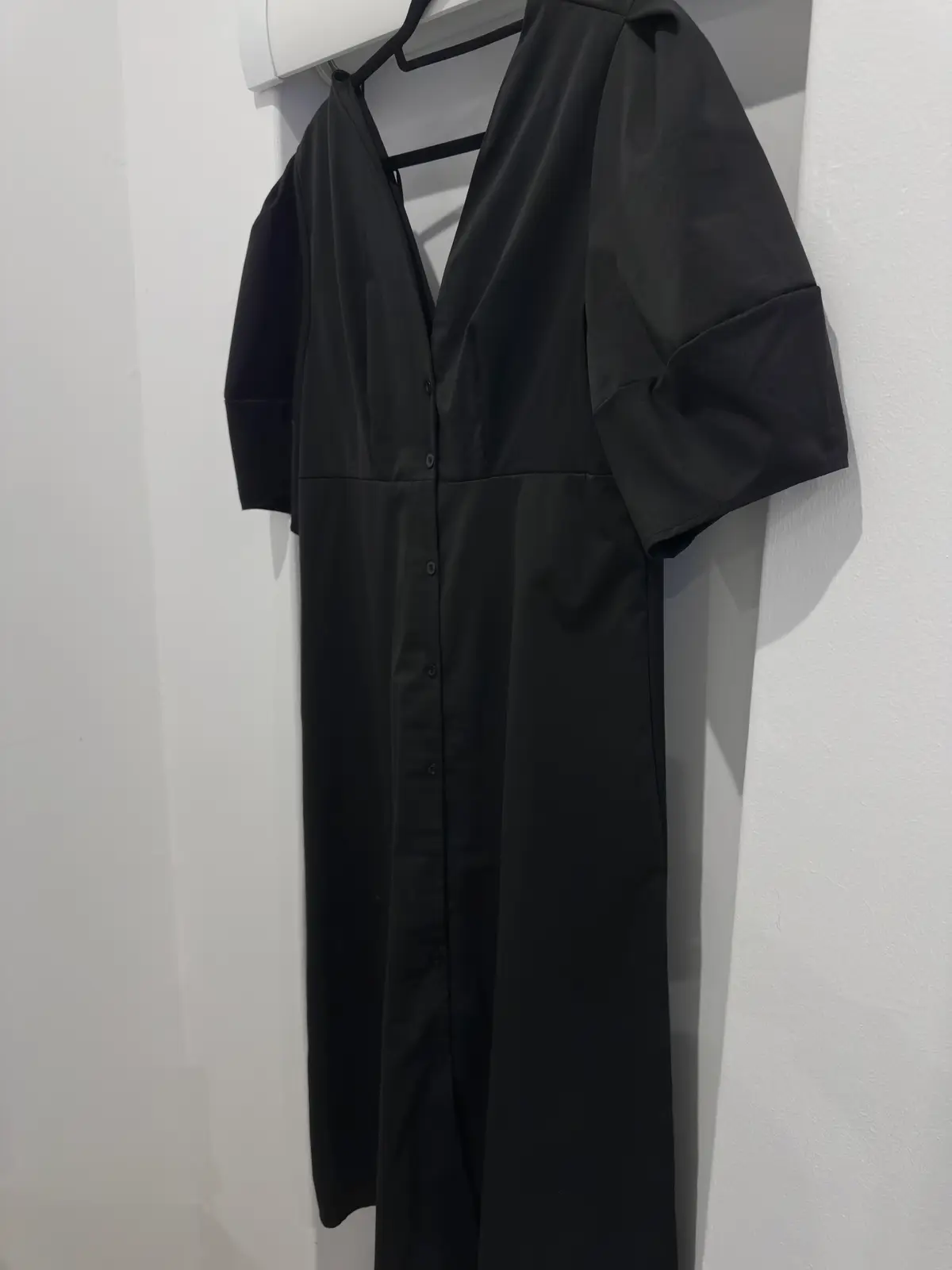 STARA Buttoned-down black low neck dress