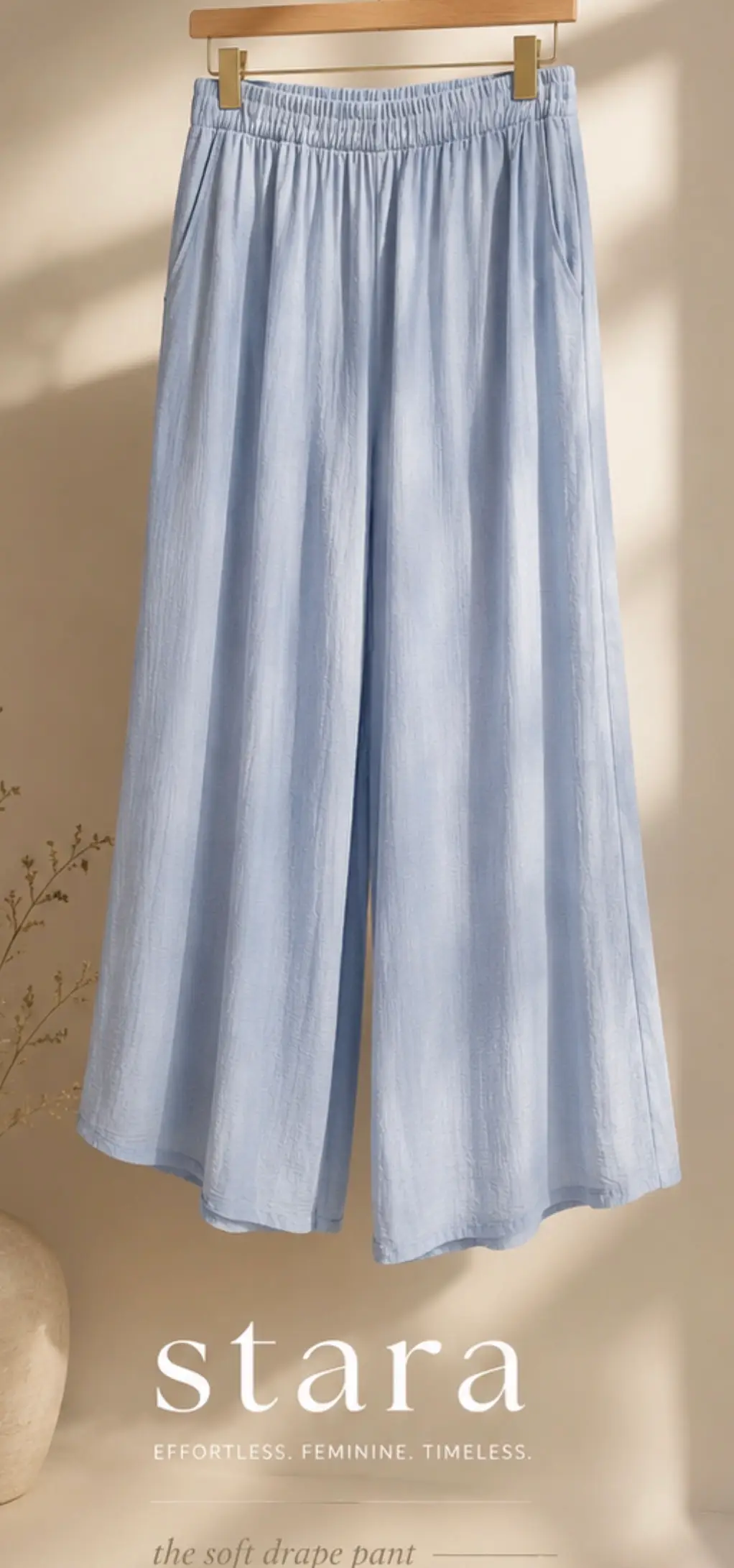 STARA STARA Effortless wide-leg soft blue pants