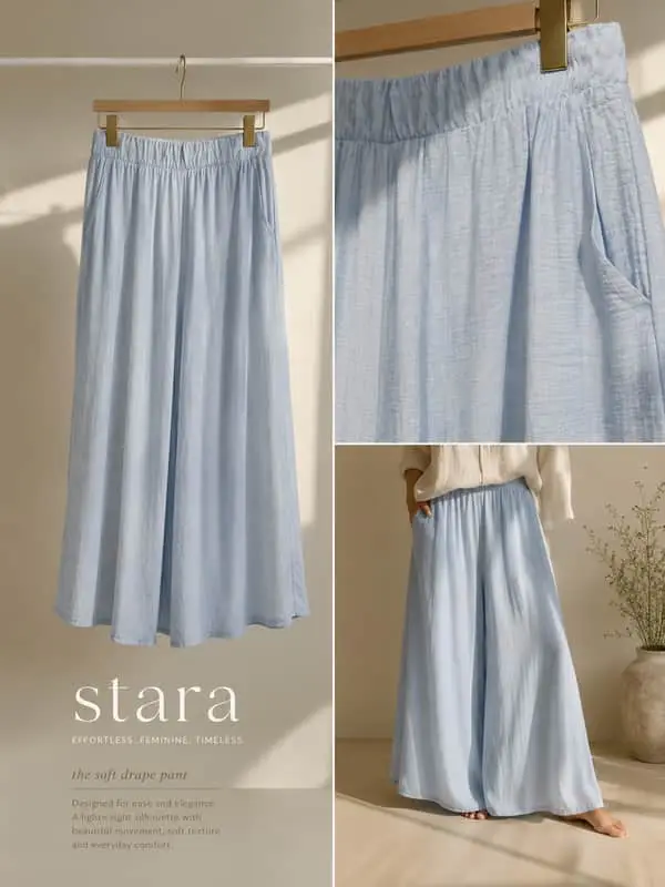 STARA Effortless wide-leg soft blue pants
