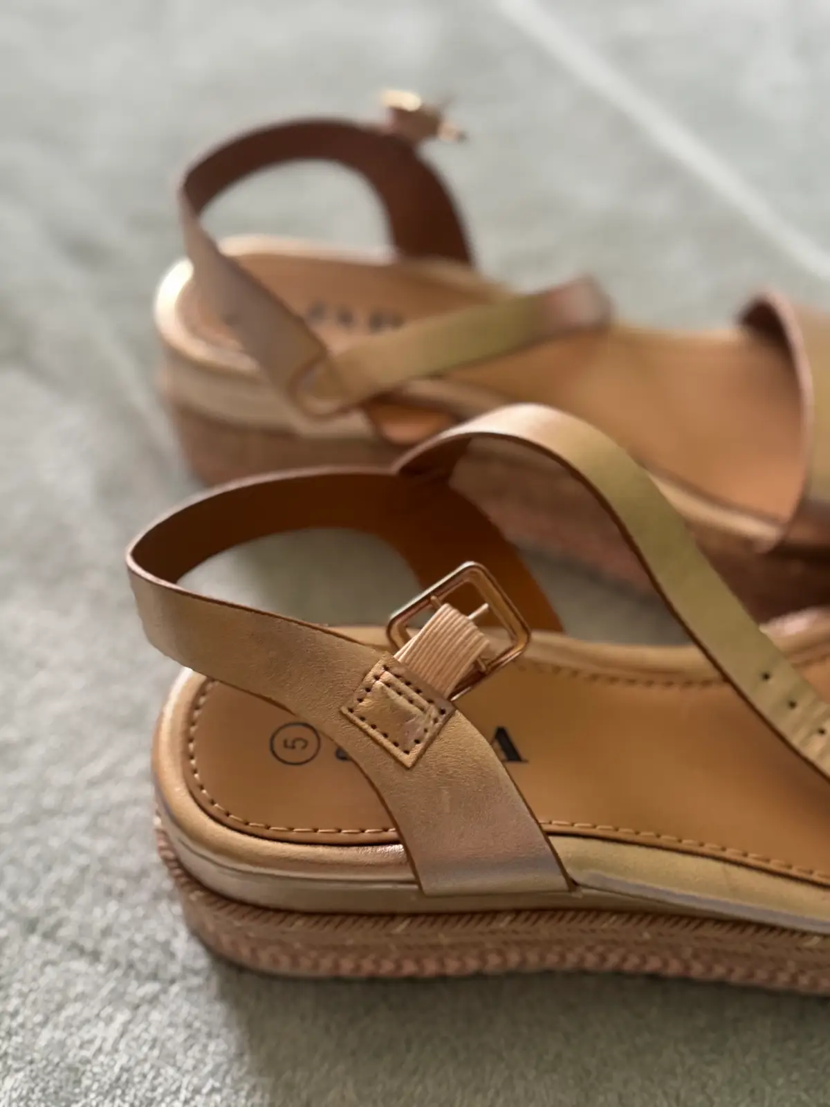 Rose Gold Sandals with woven soles