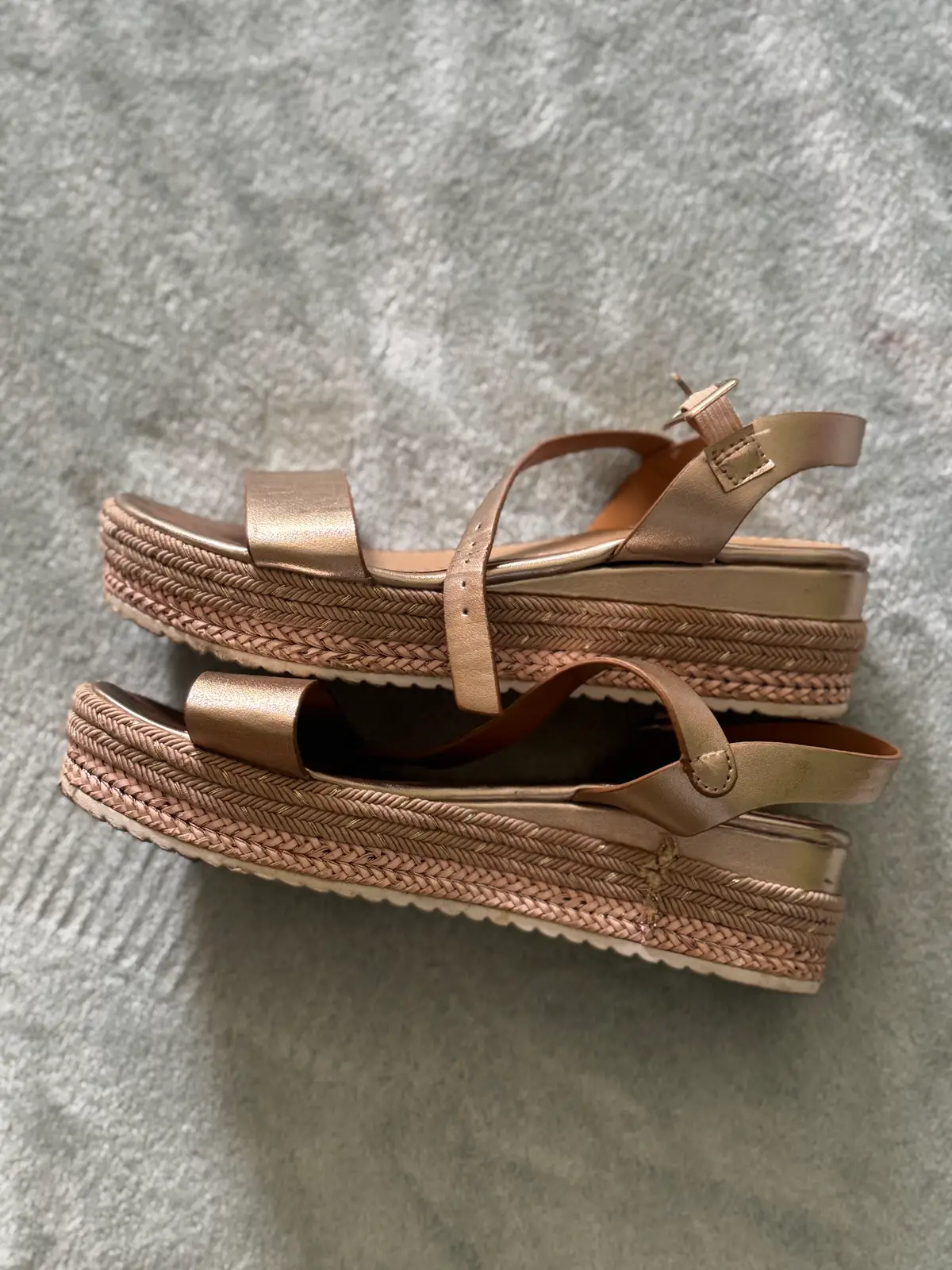 Rose Gold Sandals with woven soles