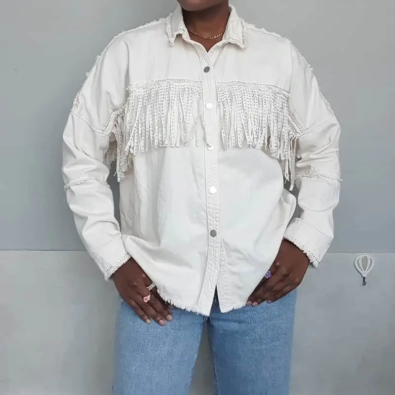 Zara cream tassel shacket