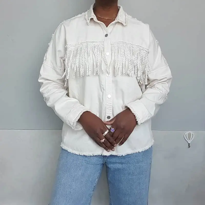 Zara cream tassel shacket