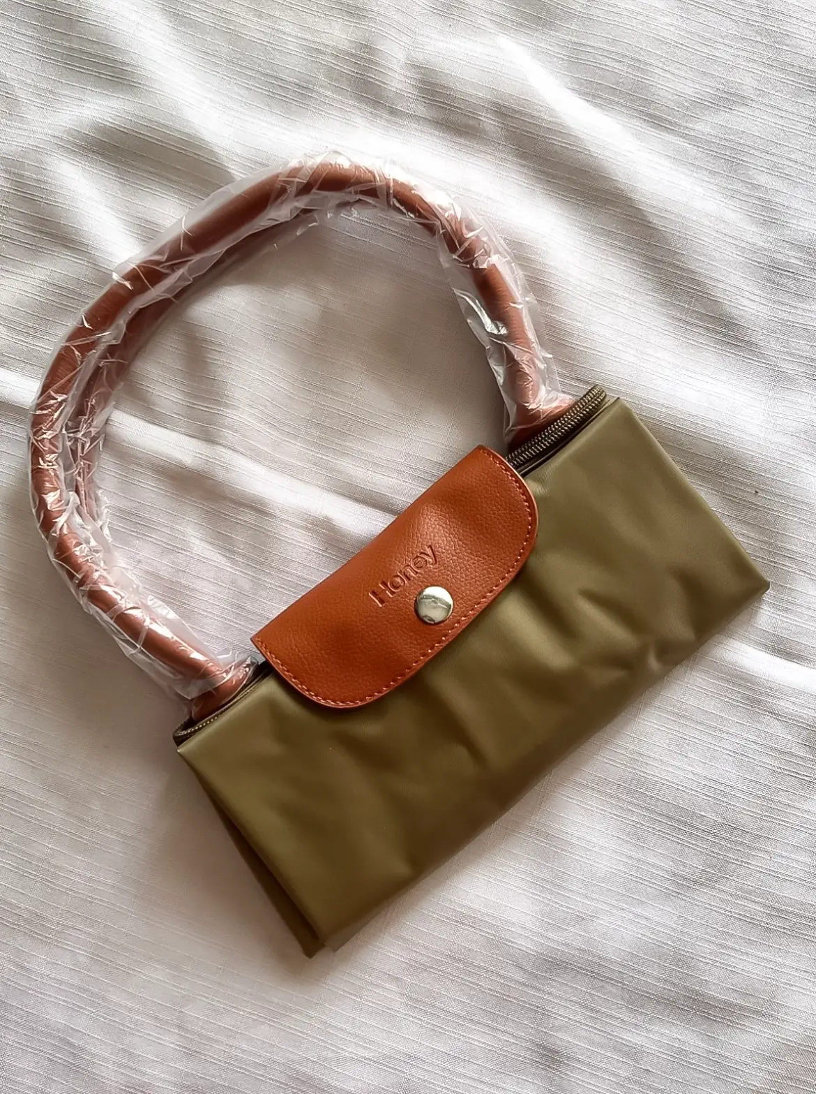 Honey Olive Green Foldable Nylon Tote Bag🔥😻