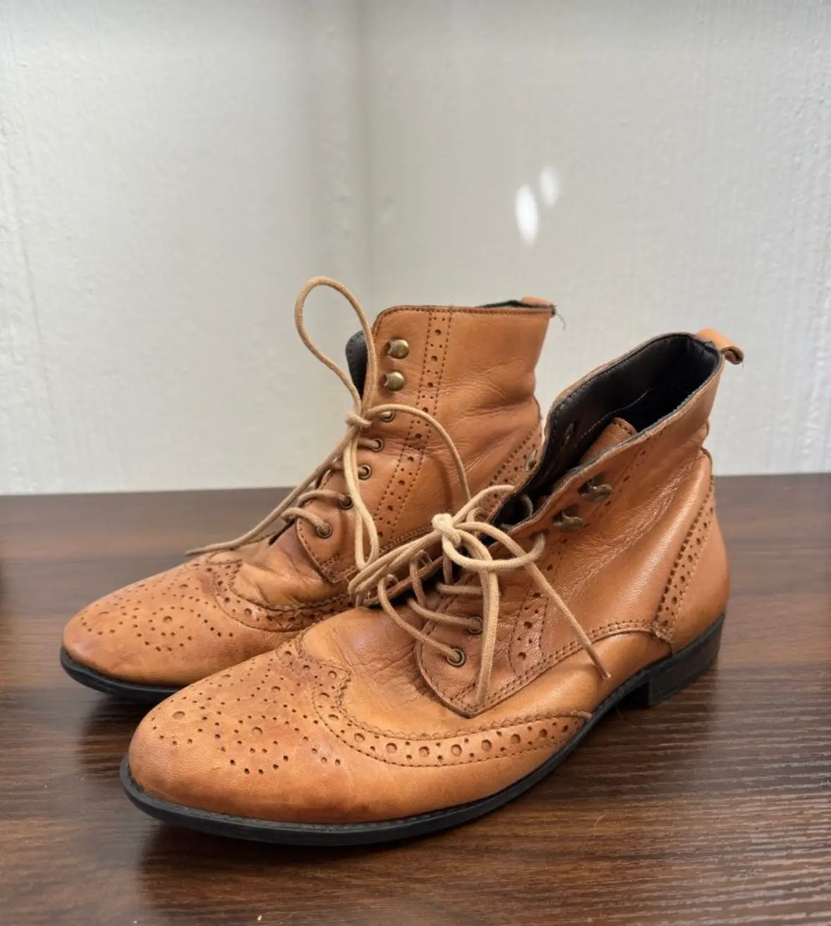 Vintage Genuine Leather Ankle Boots with beautiful details