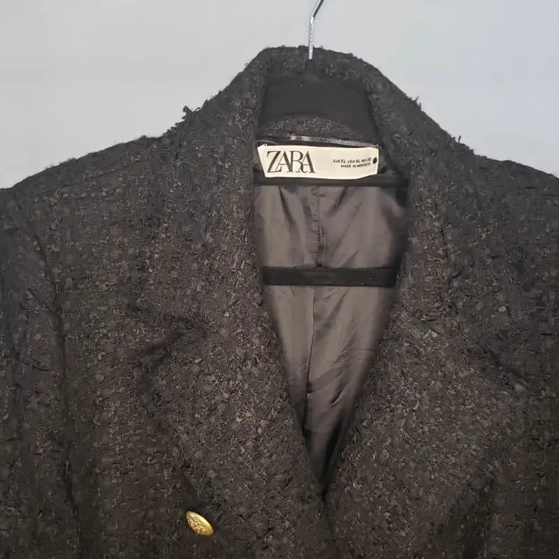 Zara Black Textured Frock Coat