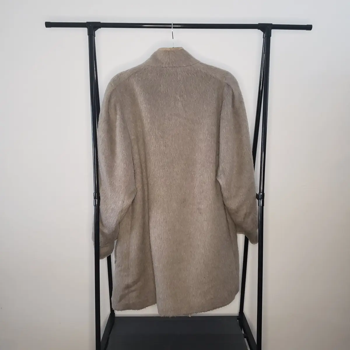 Vintage Style Beige Mohair Blend Double Breasted Coat