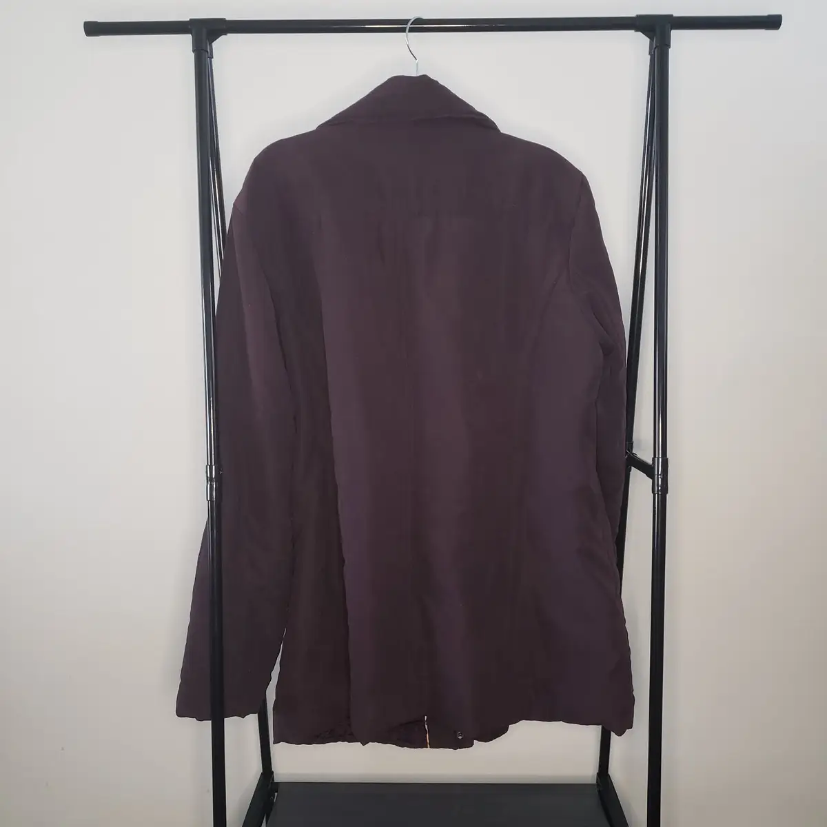 Plum Mid-Length Jacket with Leopard Print Lining