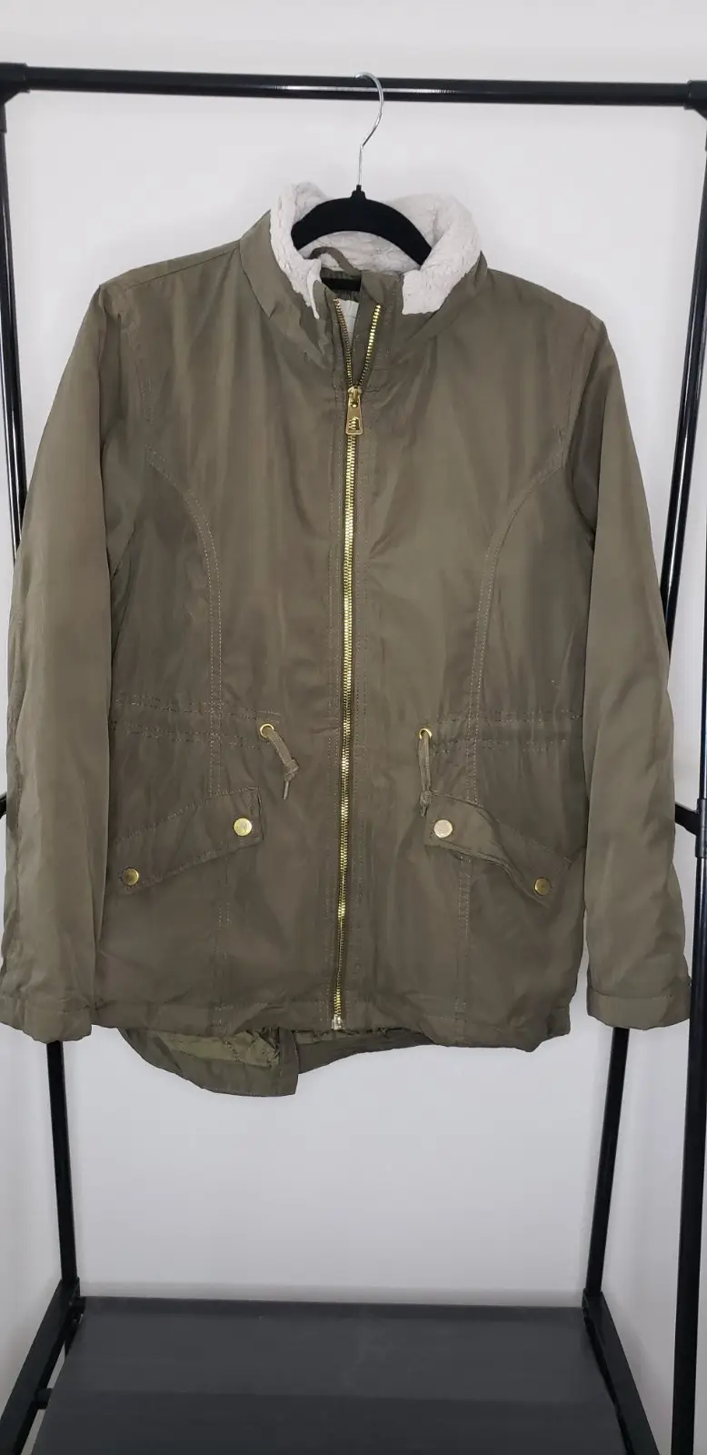 L.O.G.G. (H&M) L.O.G.G. Olive Green Utility Jacket with Borg Collar