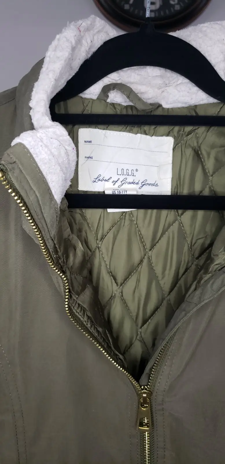 L.O.G.G. Olive Green Utility Jacket with Borg Collar