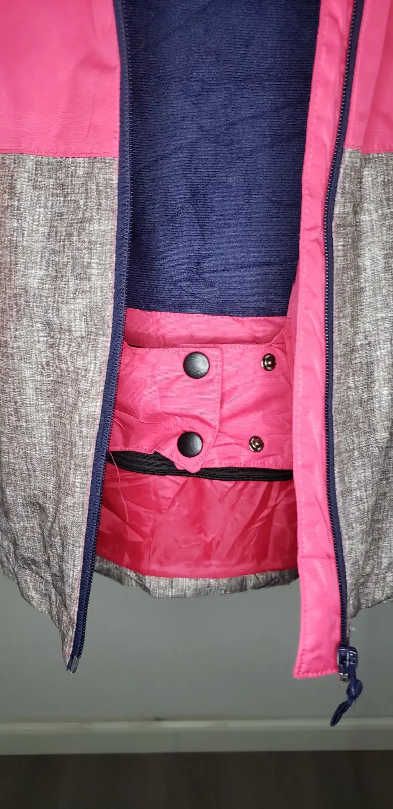 Active Touch Kids Pink and Grey Hooded Ski Jacket