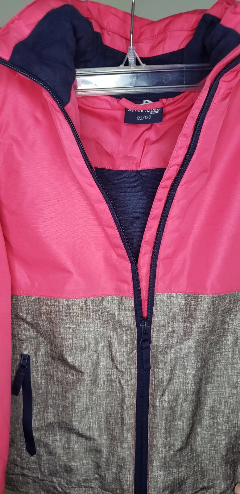 Active Touch Kids Pink and Grey Hooded Ski Jacket