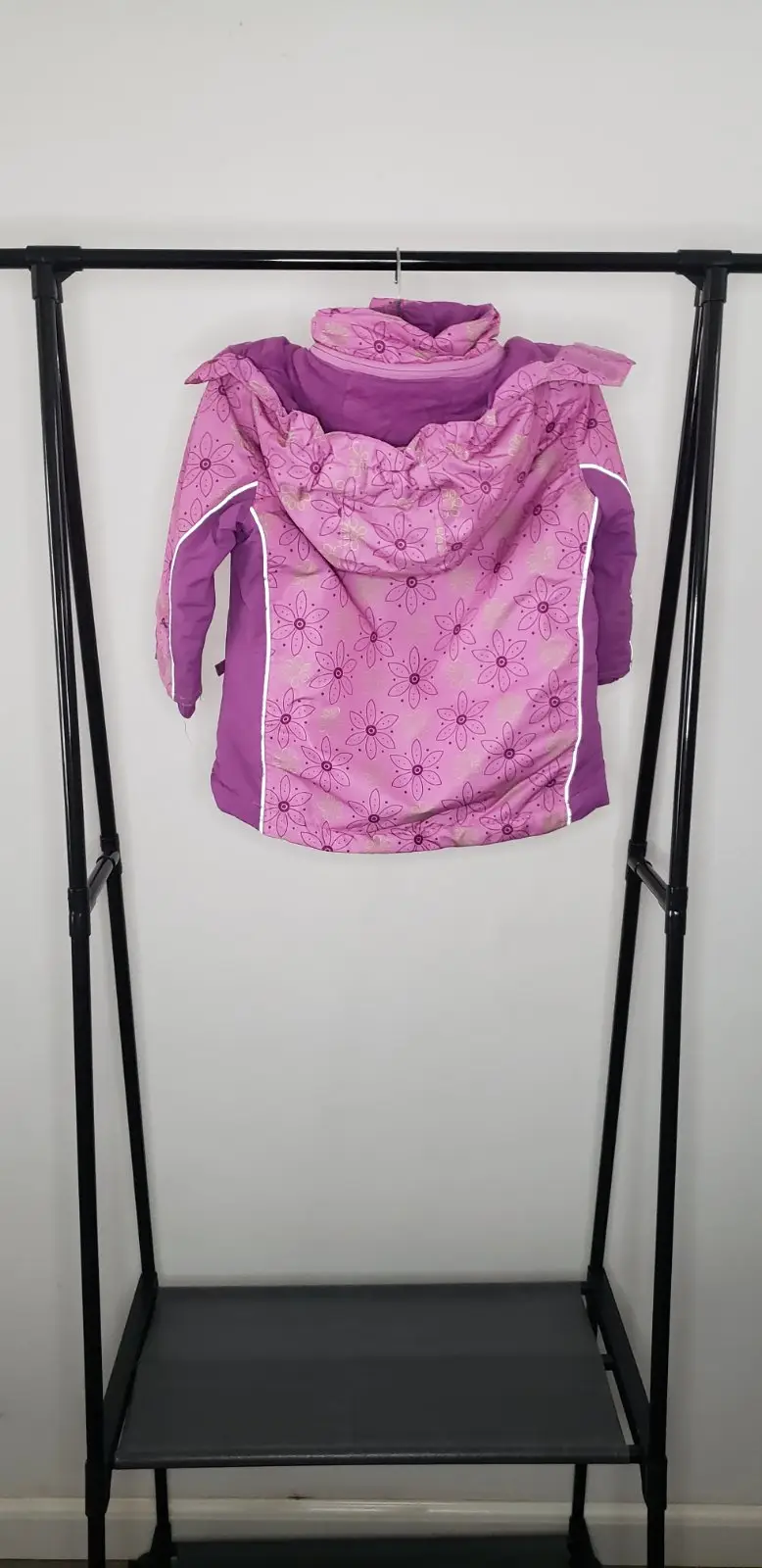 Children's Pink Floral Winter Jacket with Hood