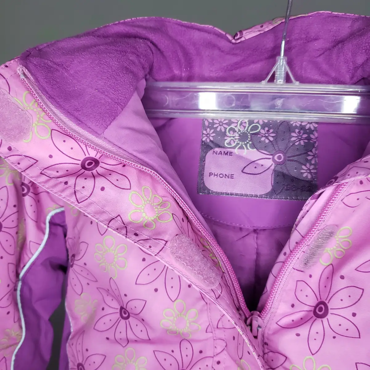 Children's Pink Floral Winter Jacket with Hood