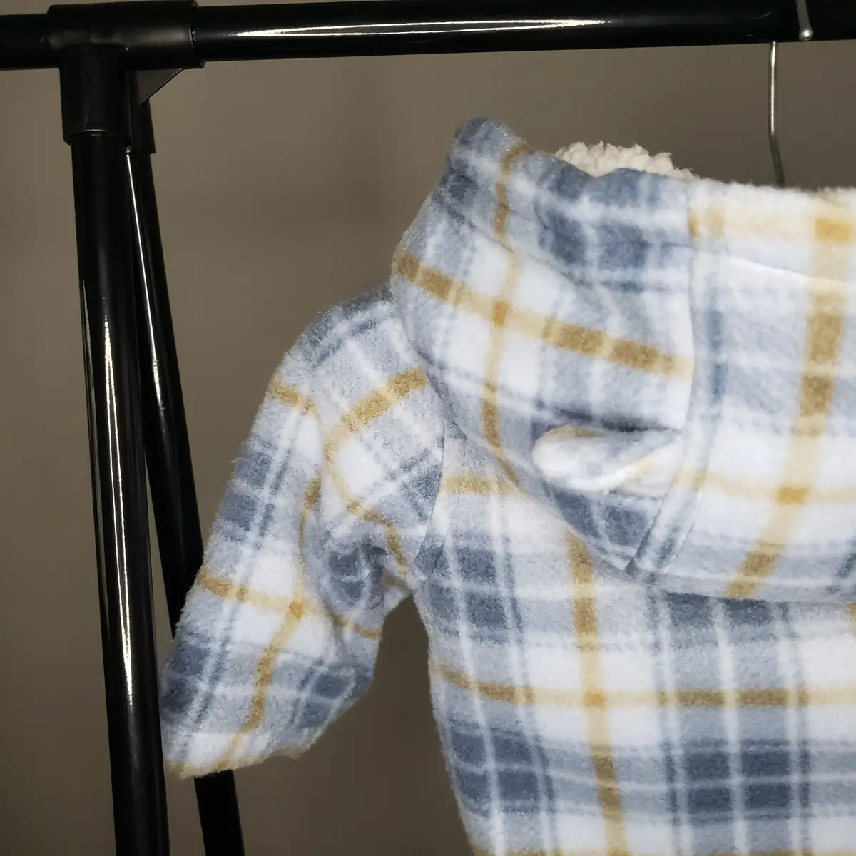 Bluezoo Baby Blue Checkered Fleece Duffle Coat