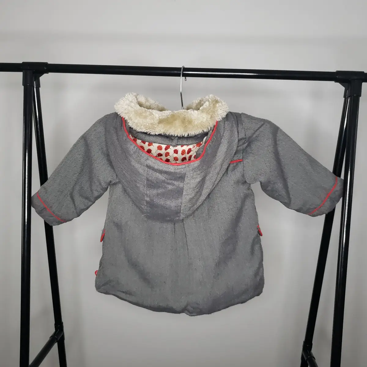 Okaïdi Toddler Herringbone Coat with Faux-Fur Collar