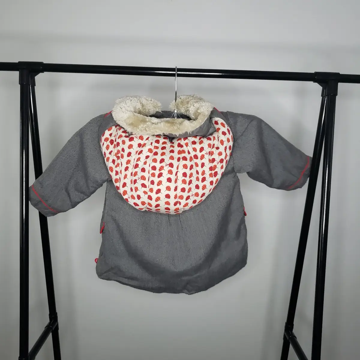 Okaïdi Toddler Herringbone Coat with Faux-Fur Collar