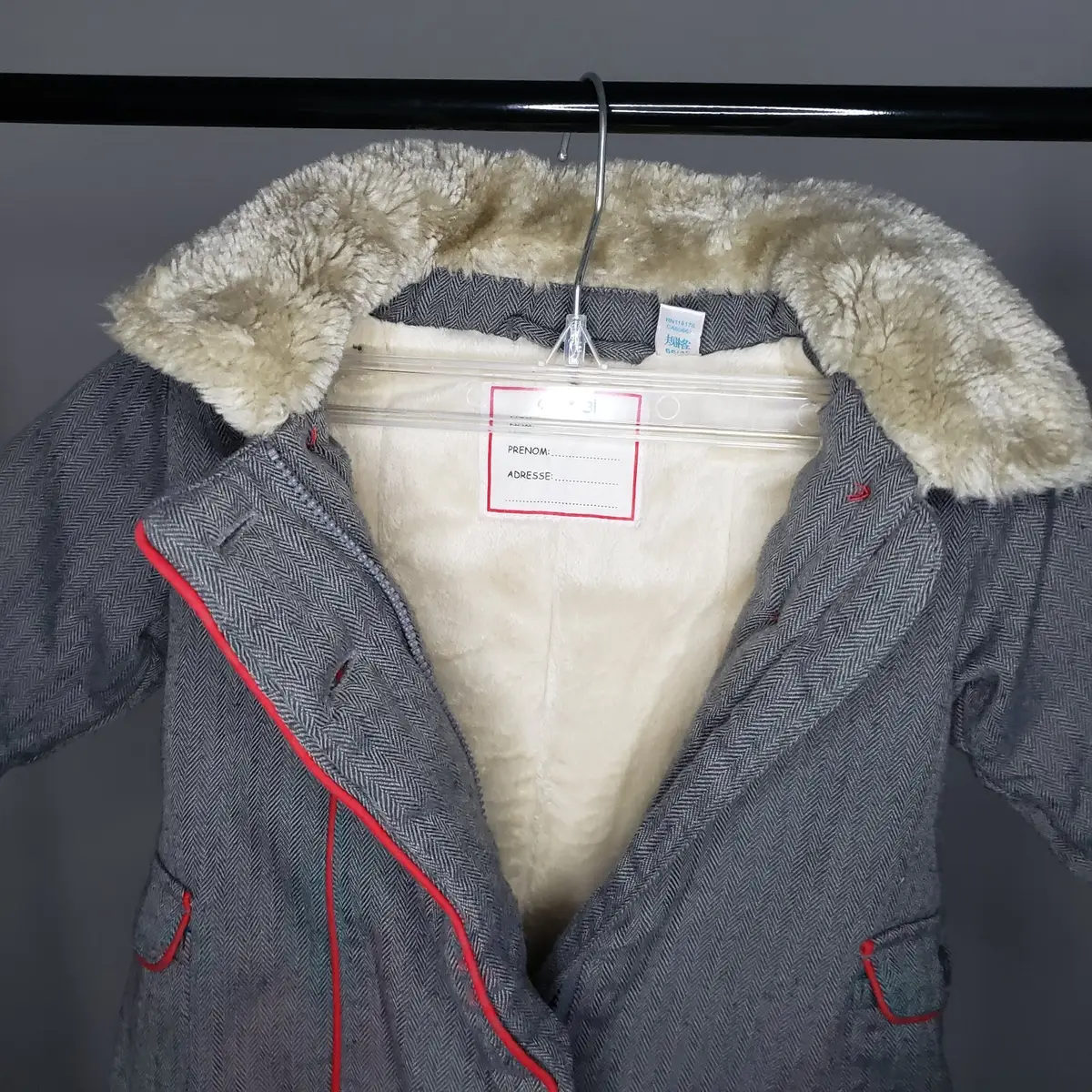 Okaïdi Toddler Herringbone Coat with Faux-Fur Collar