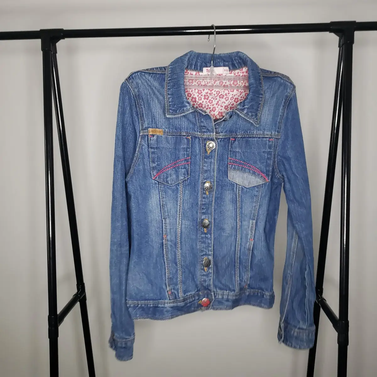 7E Girls Blue Denim Jacket with Pink Floral Lining