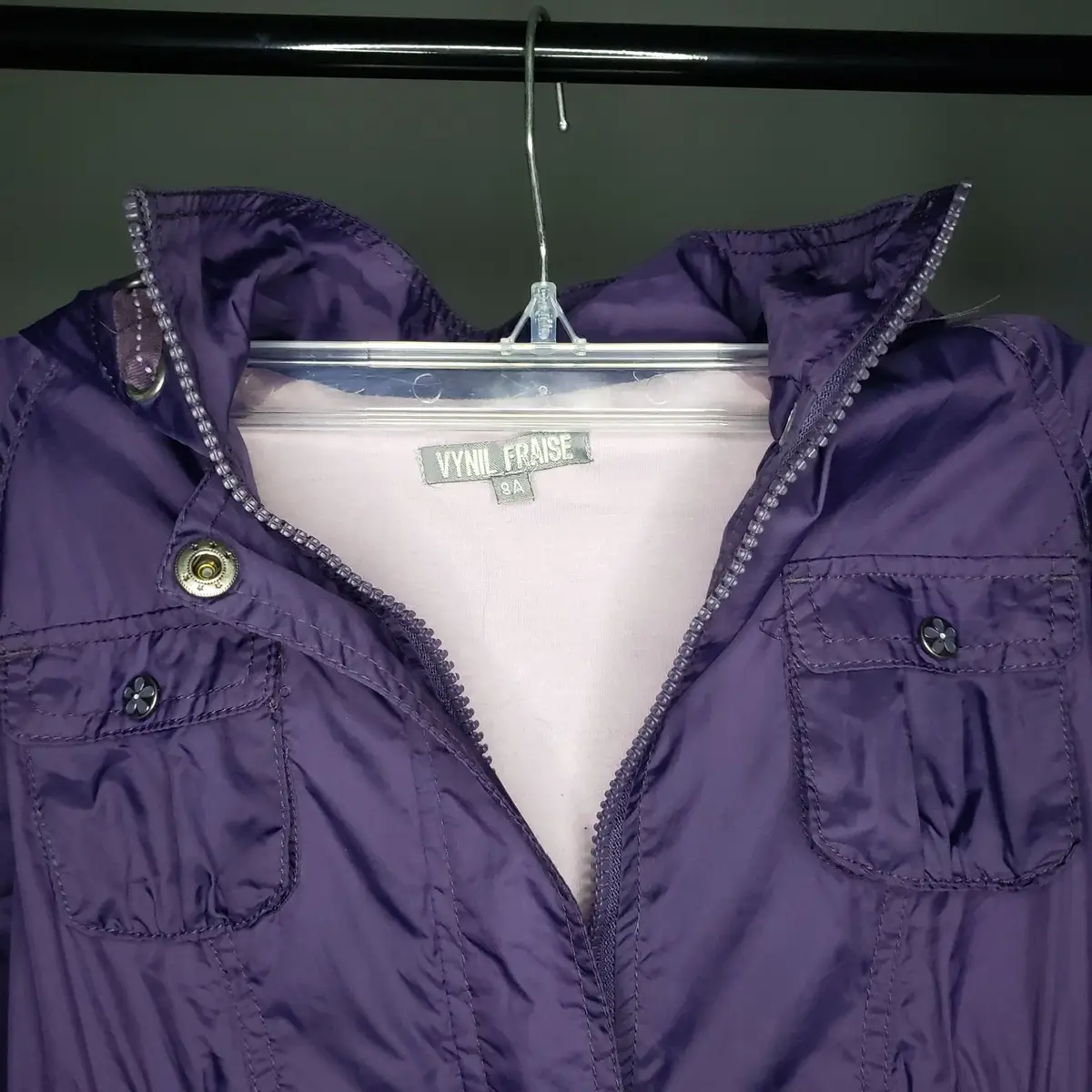 Vynil Fraise Girls Purple Hooded Parka Jacket