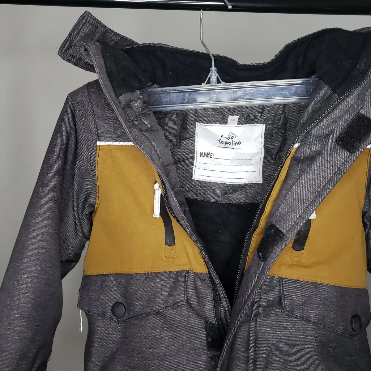 Topolino Kids Hooded Winter Jacket Grey and Mustard