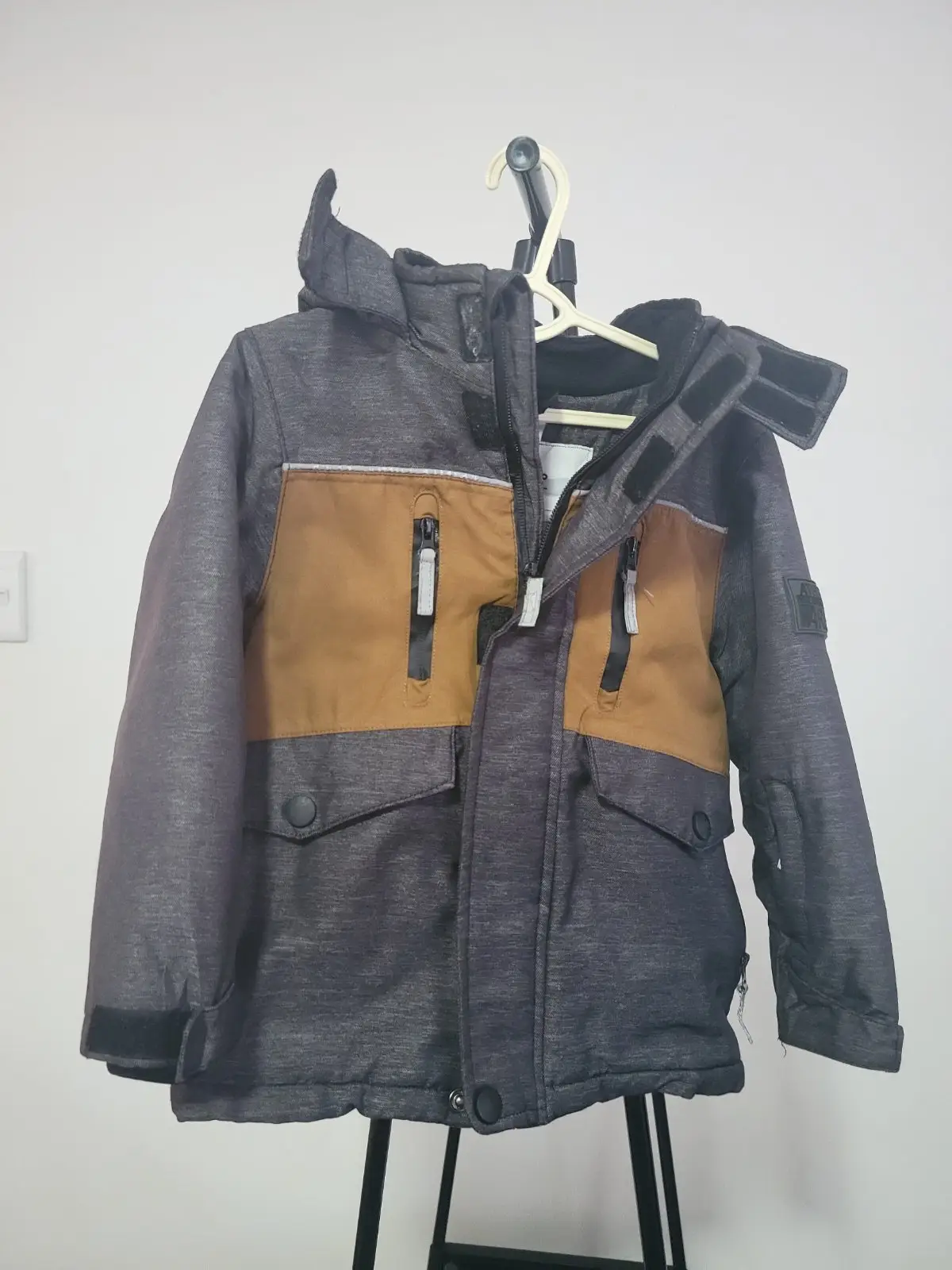 Topolino Kids Hooded Winter Jacket Grey and Mustard