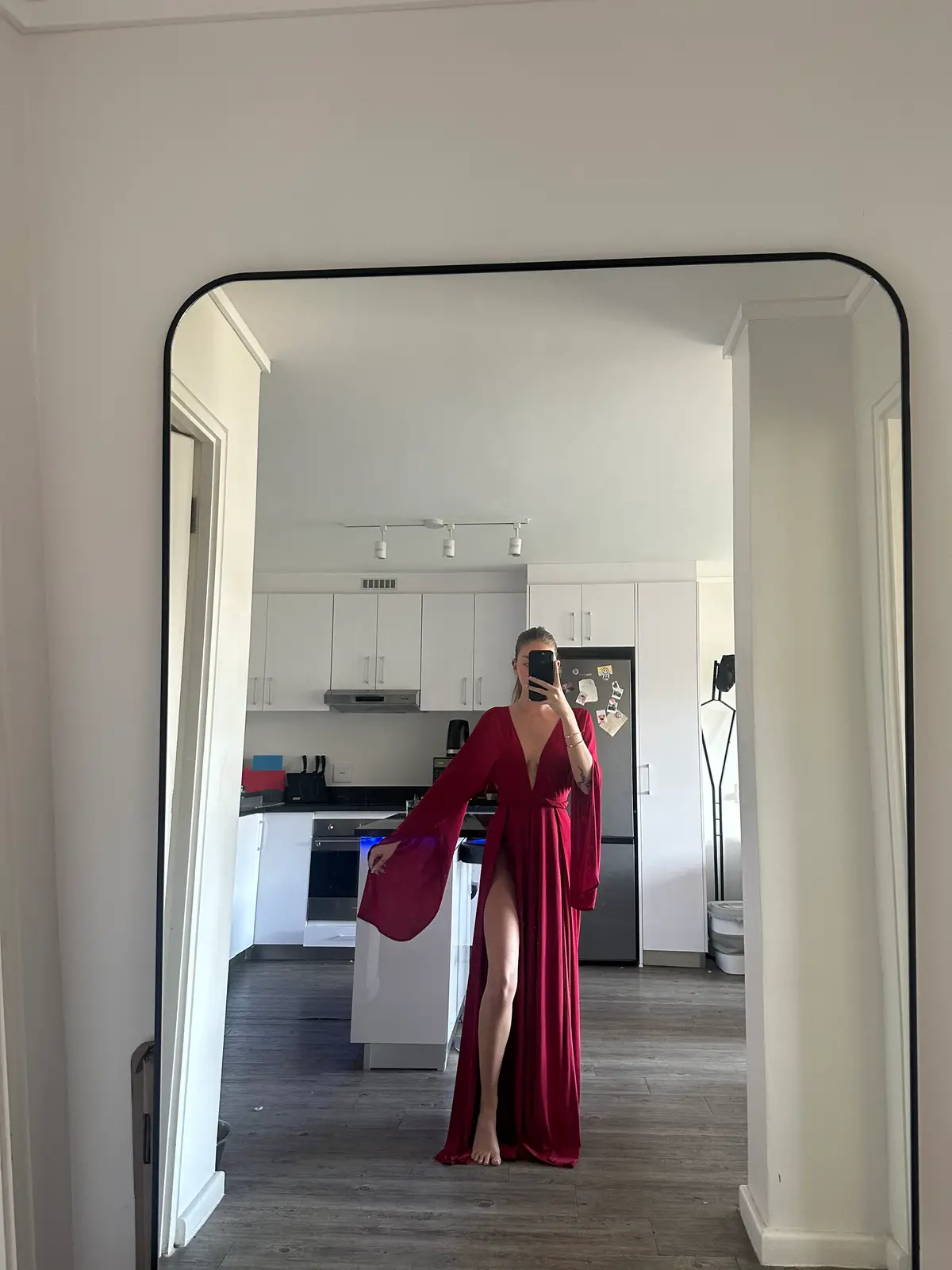 Red Double Slit Dress