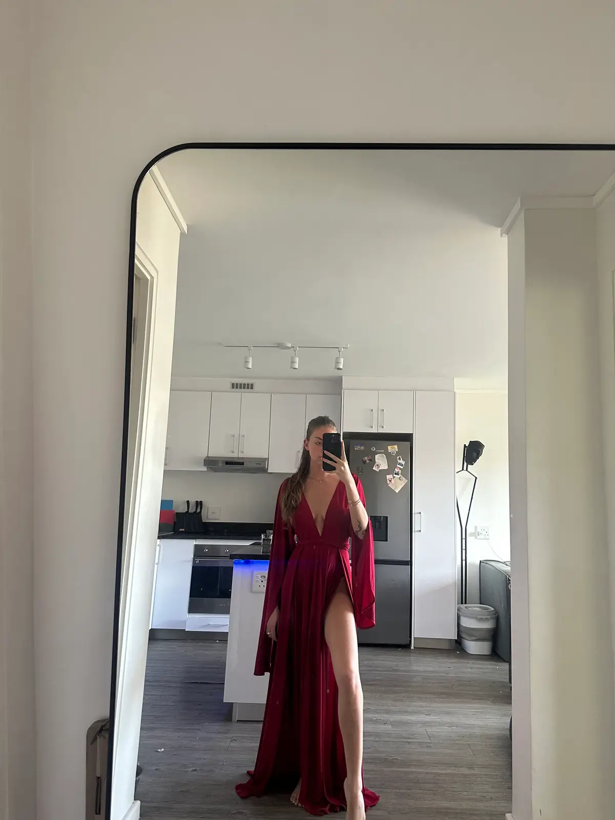 Red Double Slit Dress