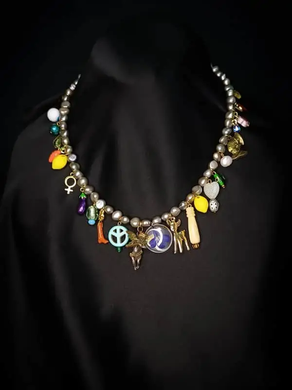 Bespoke Repurposed Vintage Grey Freshwater Charm Necklace
