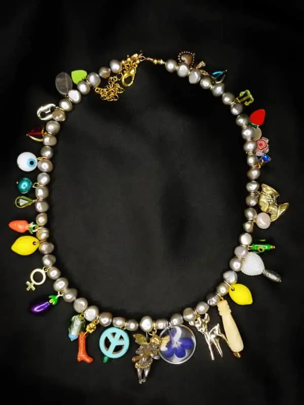 Other Bespoke Repurposed Vintage Grey Freshwater Charm Necklace