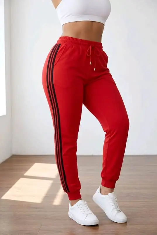 Foschini Women’s Red Sporty Joggers with Side Stripes - Size 14