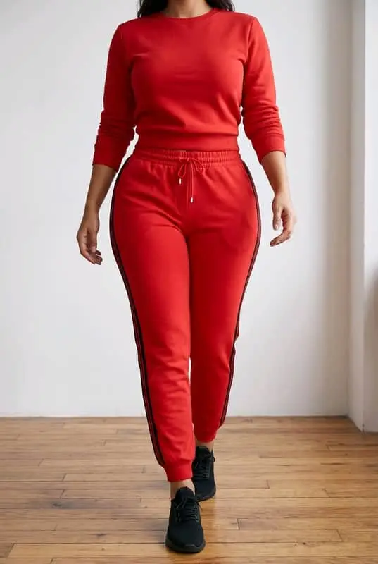 Women’s Red Sporty Joggers with Side Stripes - Size 14