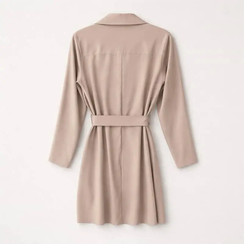 Classic Beige Belted Trench Coat - Size 12