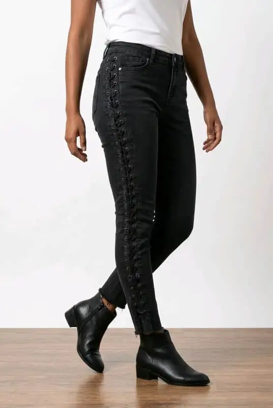 The Fix The Fix Black Lace-Up Skinny Jeans - Size 12