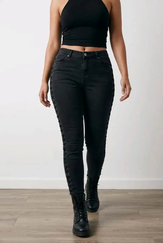 The Fix Black Lace-Up Skinny Jeans - Size 12