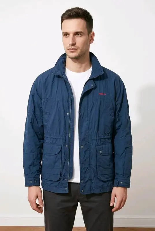 & Other Stories Oversized Utility/Field Jacket Classic navy blue utility jacket with a perfect vintage wash