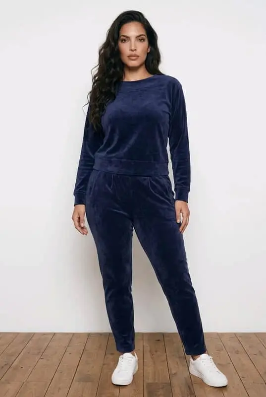 Truworths Navy Velour Lounge Set / Tracksuit (M Top, L Bottoms)