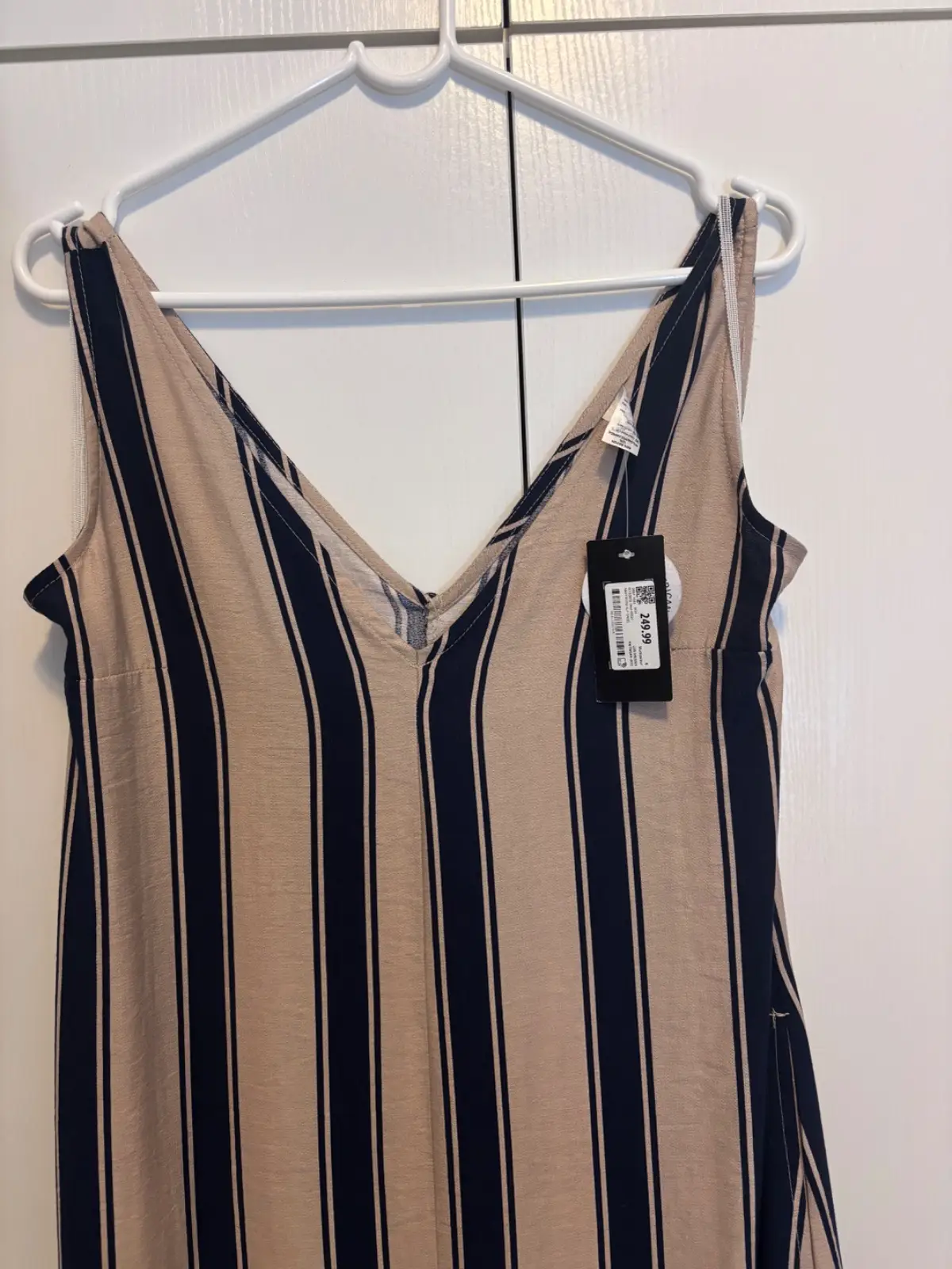 Jet Navy and Stone Striped Slip Dress