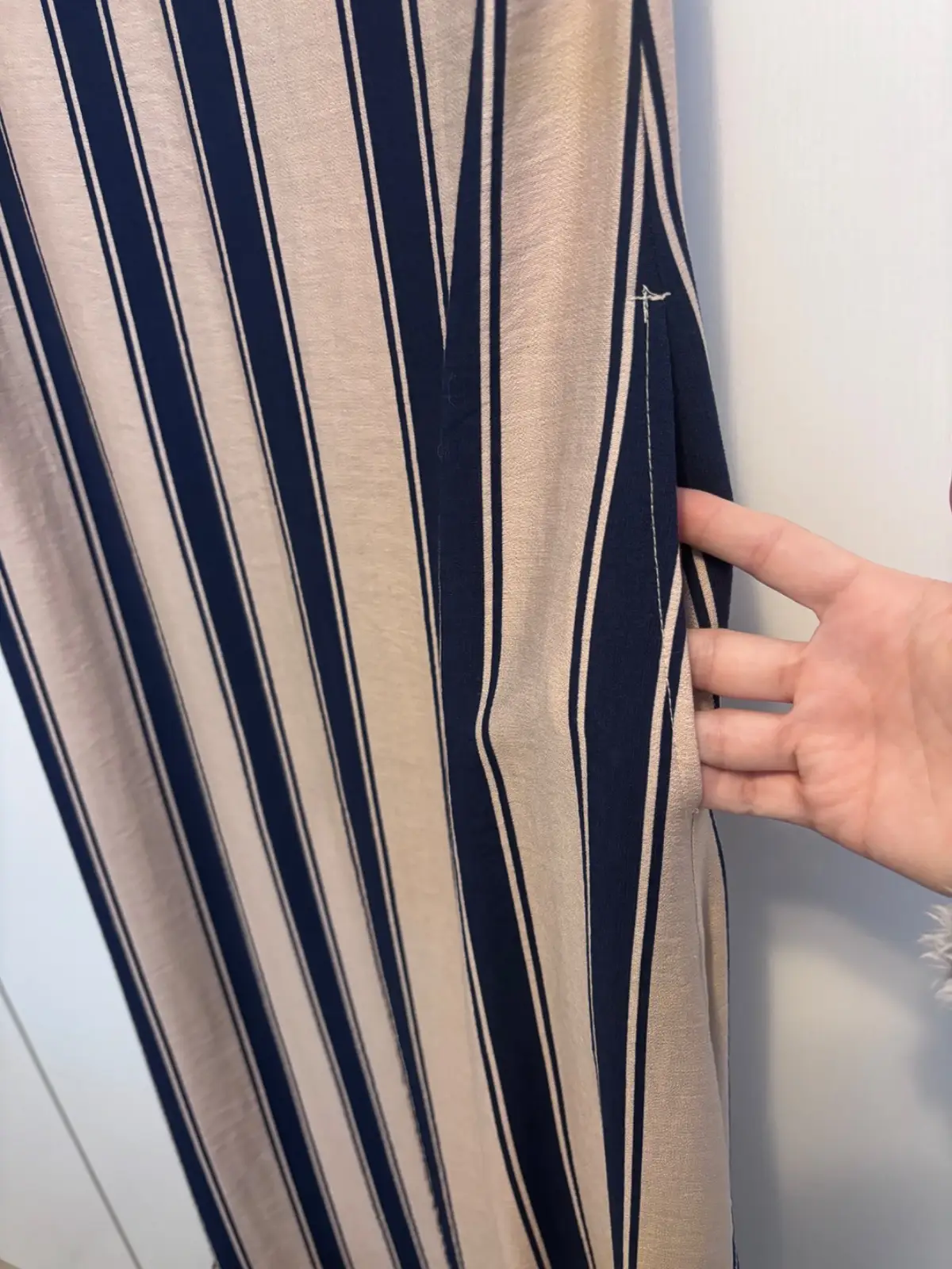 Jet Navy and Stone Striped Slip Dress