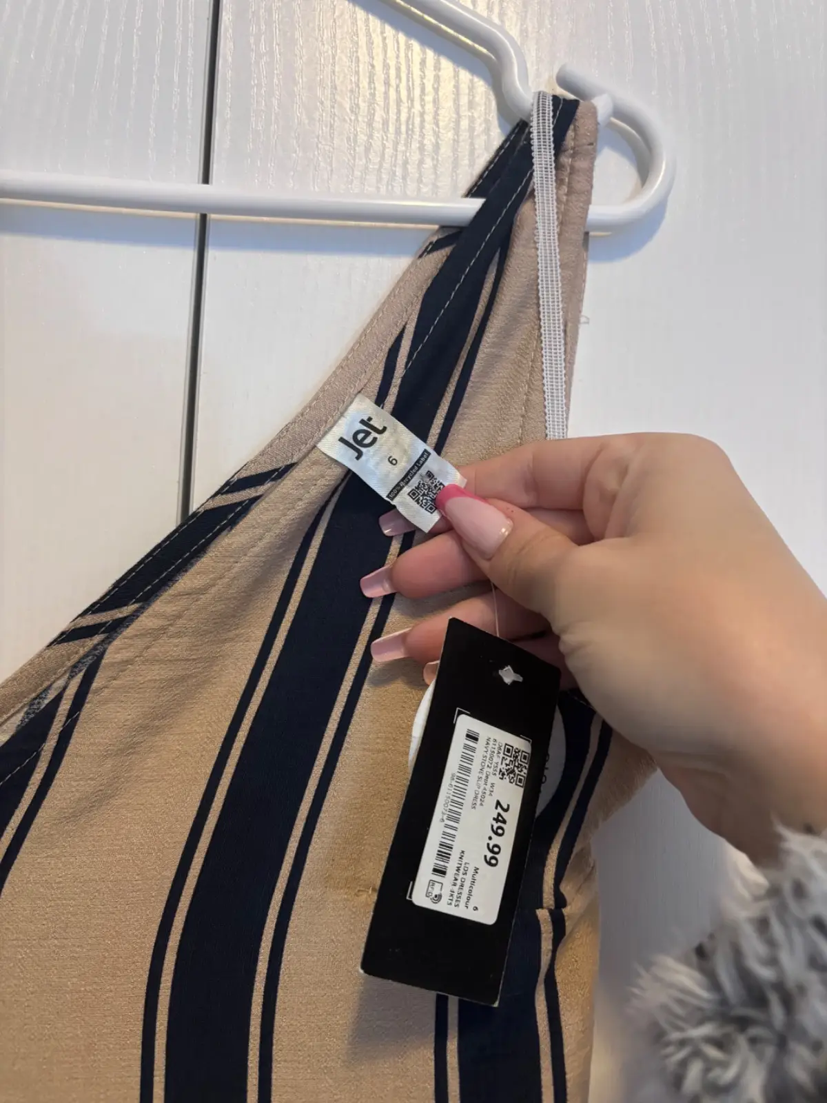 Jet Navy and Stone Striped Slip Dress