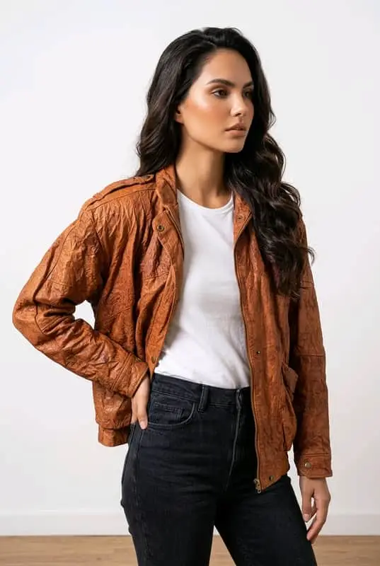 Castilian Vintage CASTILIAN Crinkle Leather Jacket – Cognac