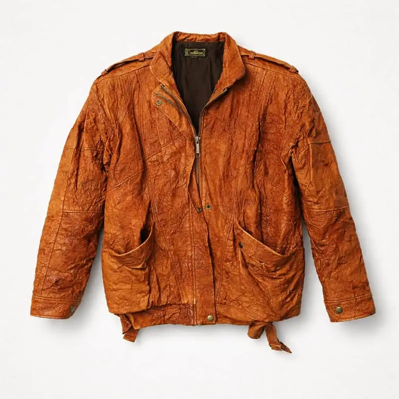 Vintage CASTILIAN Crinkle Leather Jacket – Cognac