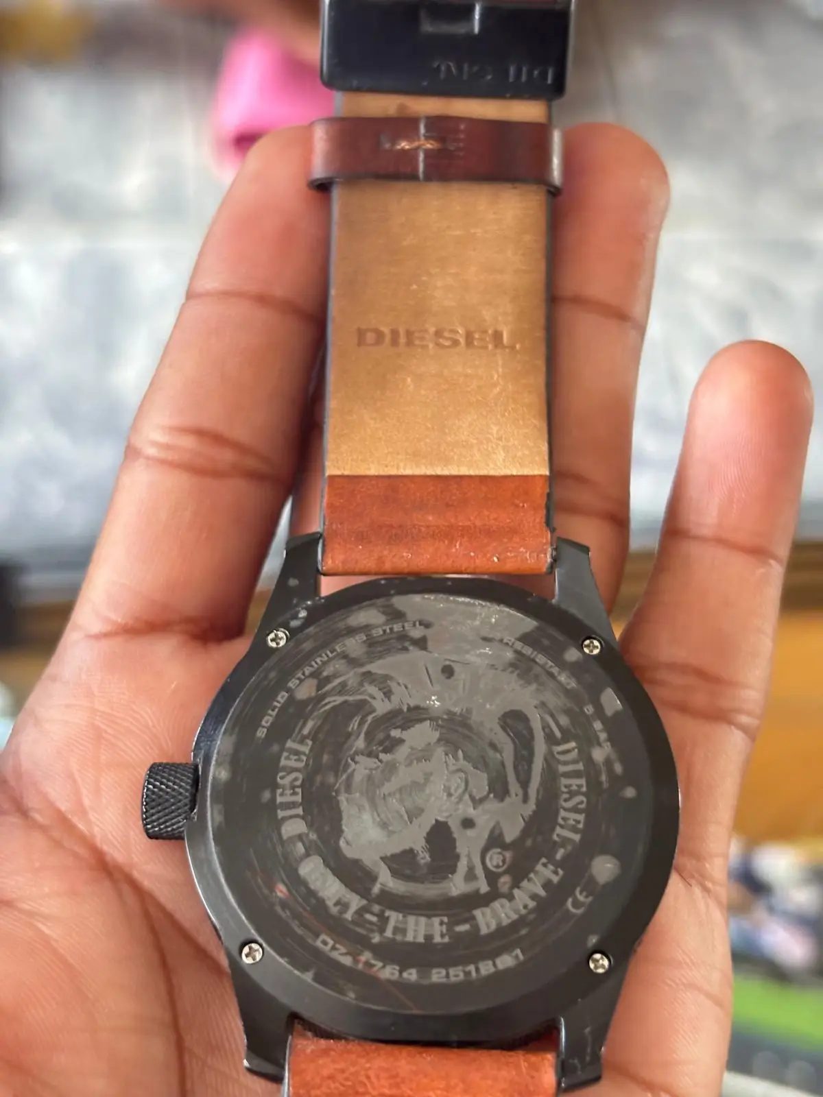 Diesel Rasp Black Dial Brown Leather Watch