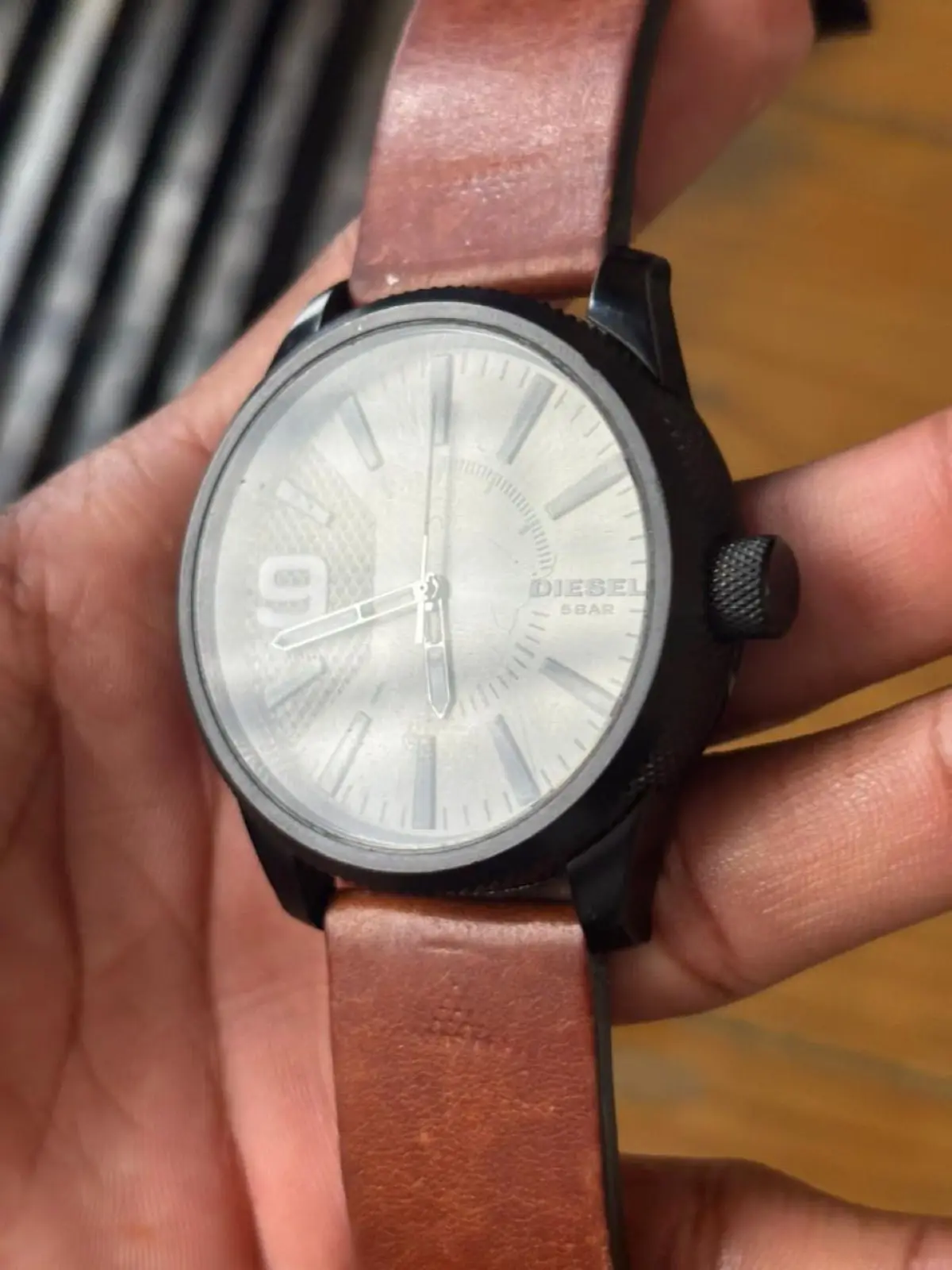 Diesel Rasp Black Dial Brown Leather Watch