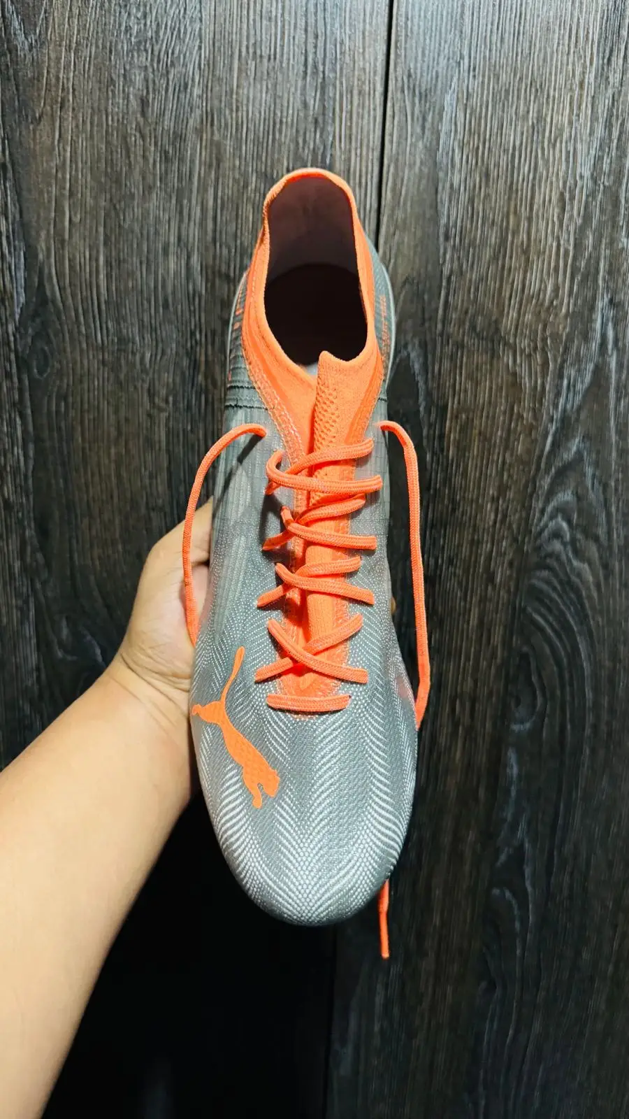 Puma Ultra Silver and Orange Soccer Boots
