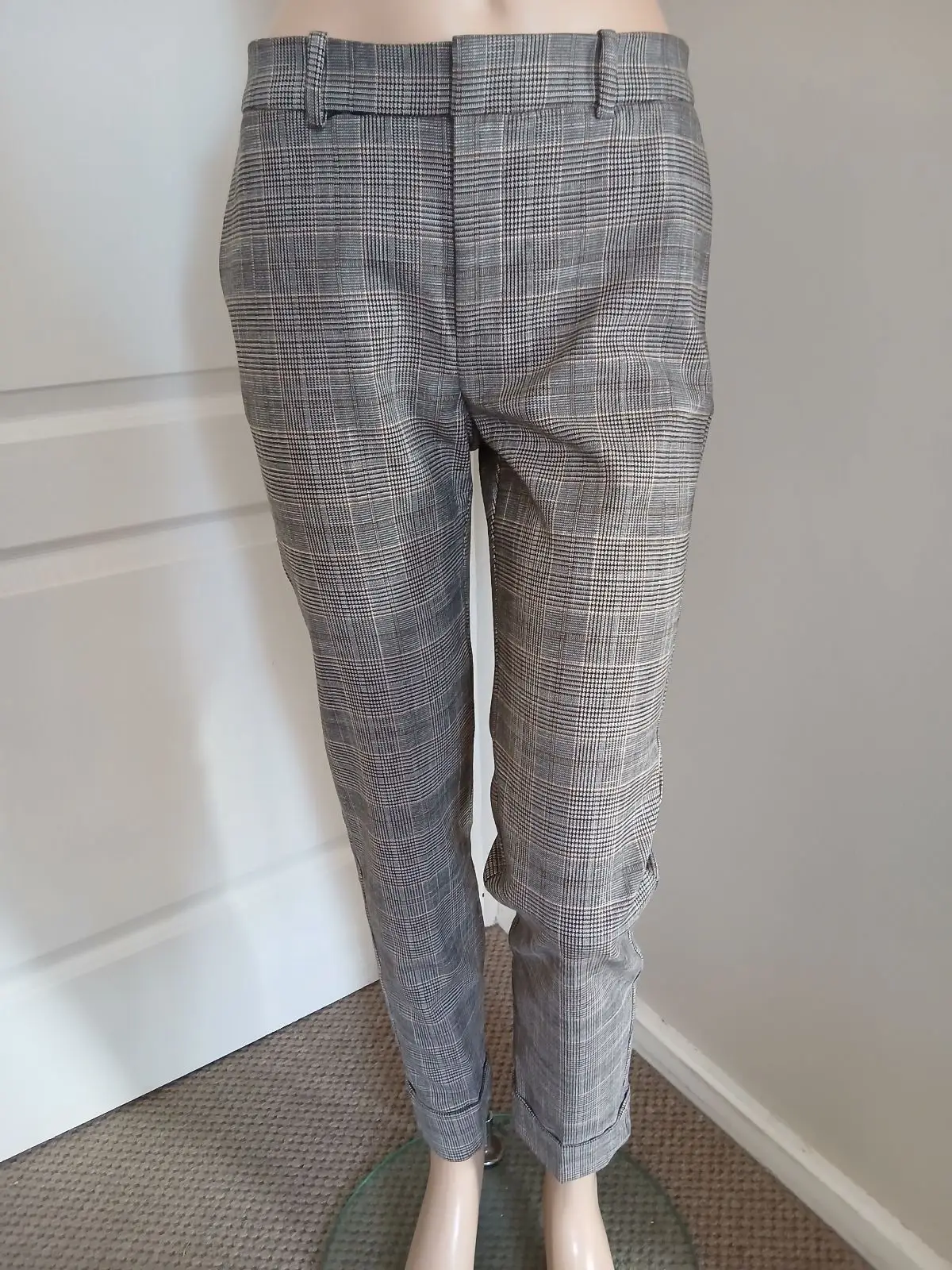 Mango Mango Grey Plaid Trousers