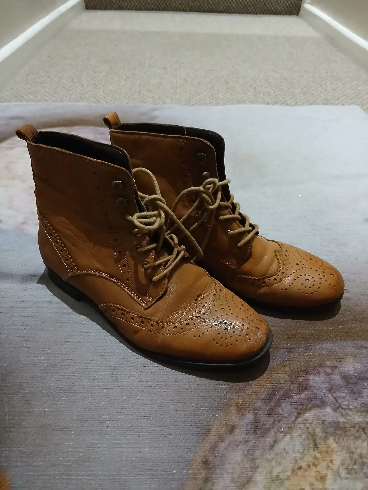 Woolworths Woolworths Tan Leather Brogue Lace-Up Boots