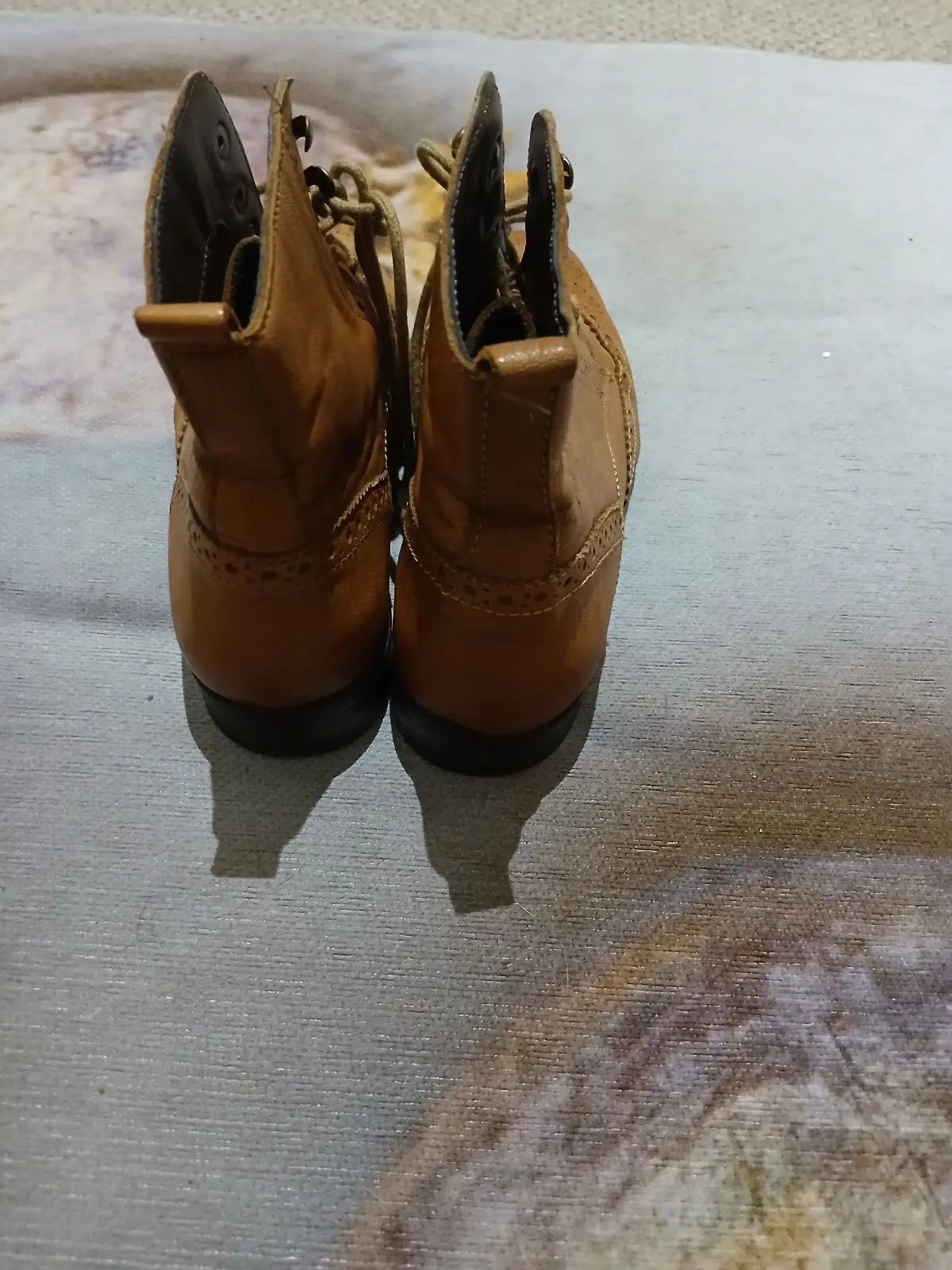 Woolworths Tan Leather Brogue Lace-Up Boots